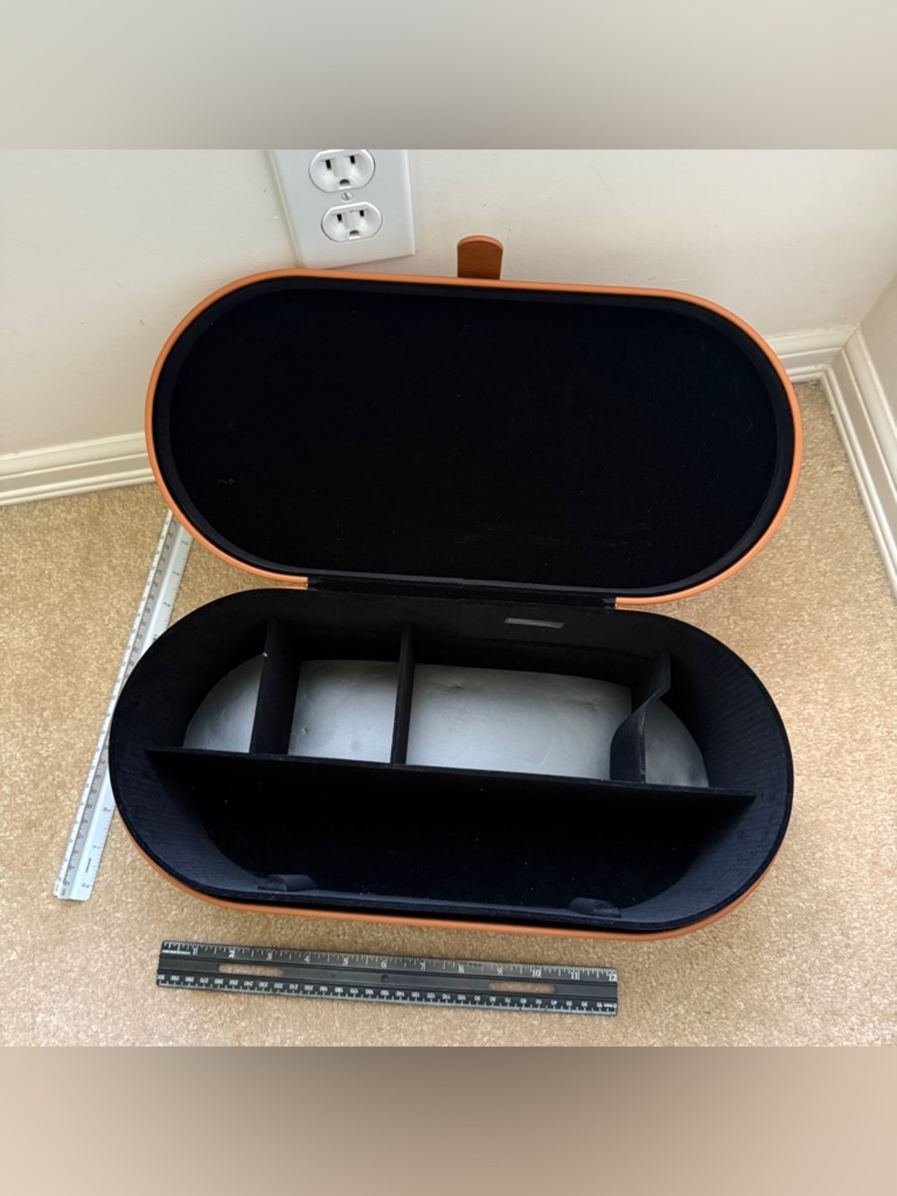 Dyson Organizer Case only. Cognac Brown Black Interior dryer Jewelry storage